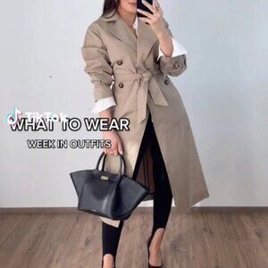 ZARA BASIC TRENCH COAT WITH BELT BEIGE SIZE S 8372/037/710